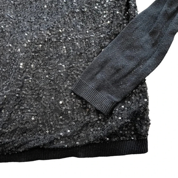 Elle Black Sequin Sweater S - Picture 2 of 3